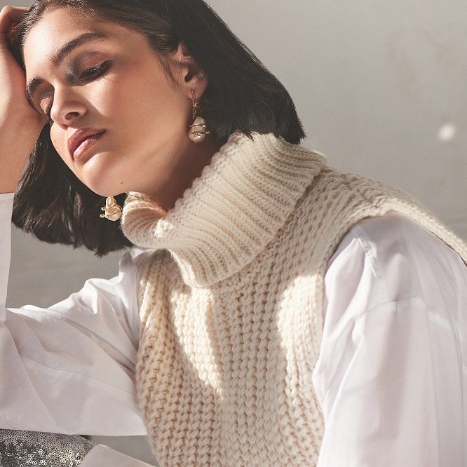 Female model winter skincare
