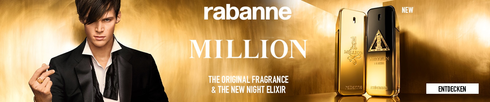 Parfums Rabanne 1 Million Original et Night Elixir en flacons dorés