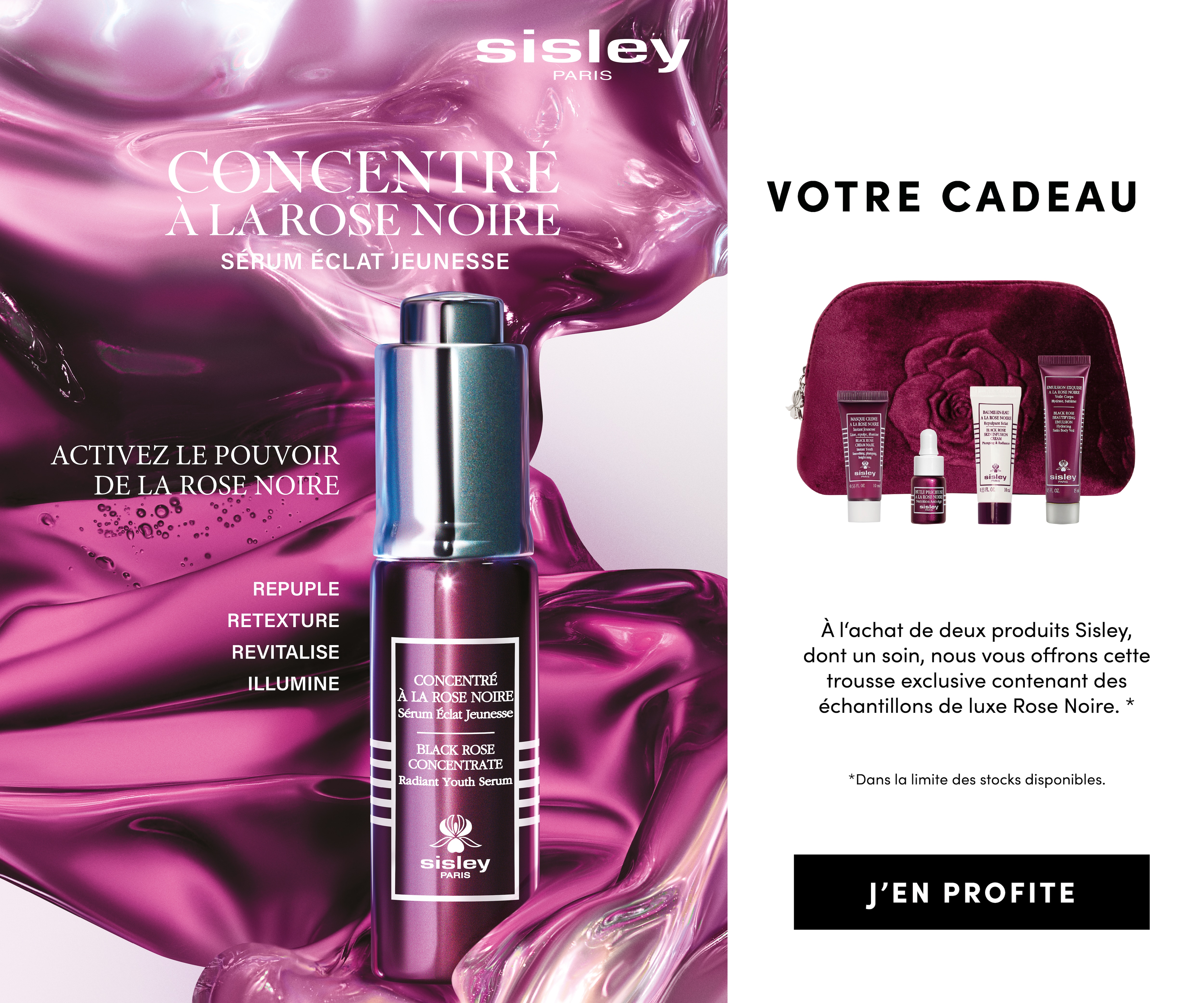 Sérum visage Sisley Concentré à la Rose Noire avec coffret cadeau exclusif