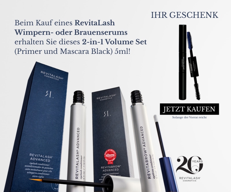RevitaLash Wimpern- und Brauenserum mit 2-in-1 Volume Set Aktion.