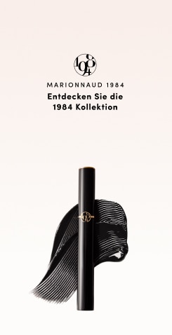 Entdecken Sie die 1984 Kollektion von Marionnaud, Hintergrund hell mit schwarzem grafischem Element und Text oben.