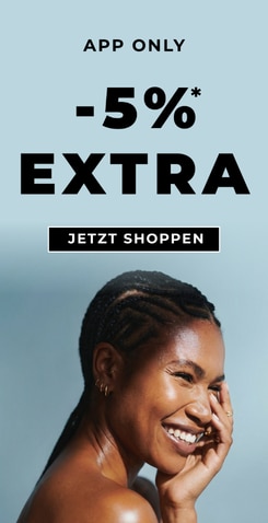 App‑only Aktion mit 5% Extra‑Rabatt und Mode‑Banner mit Jetzt‑Shoppen‑Button