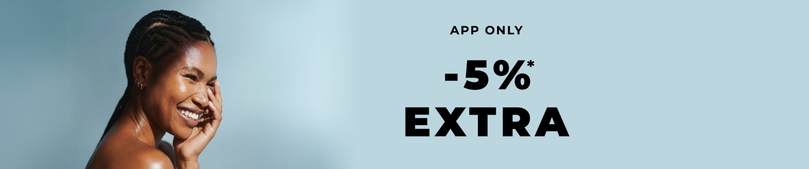 App‑only Aktion mit 5% Extra‑Rabatt und Mode‑Banner mit Jetzt‑Shoppen‑Button