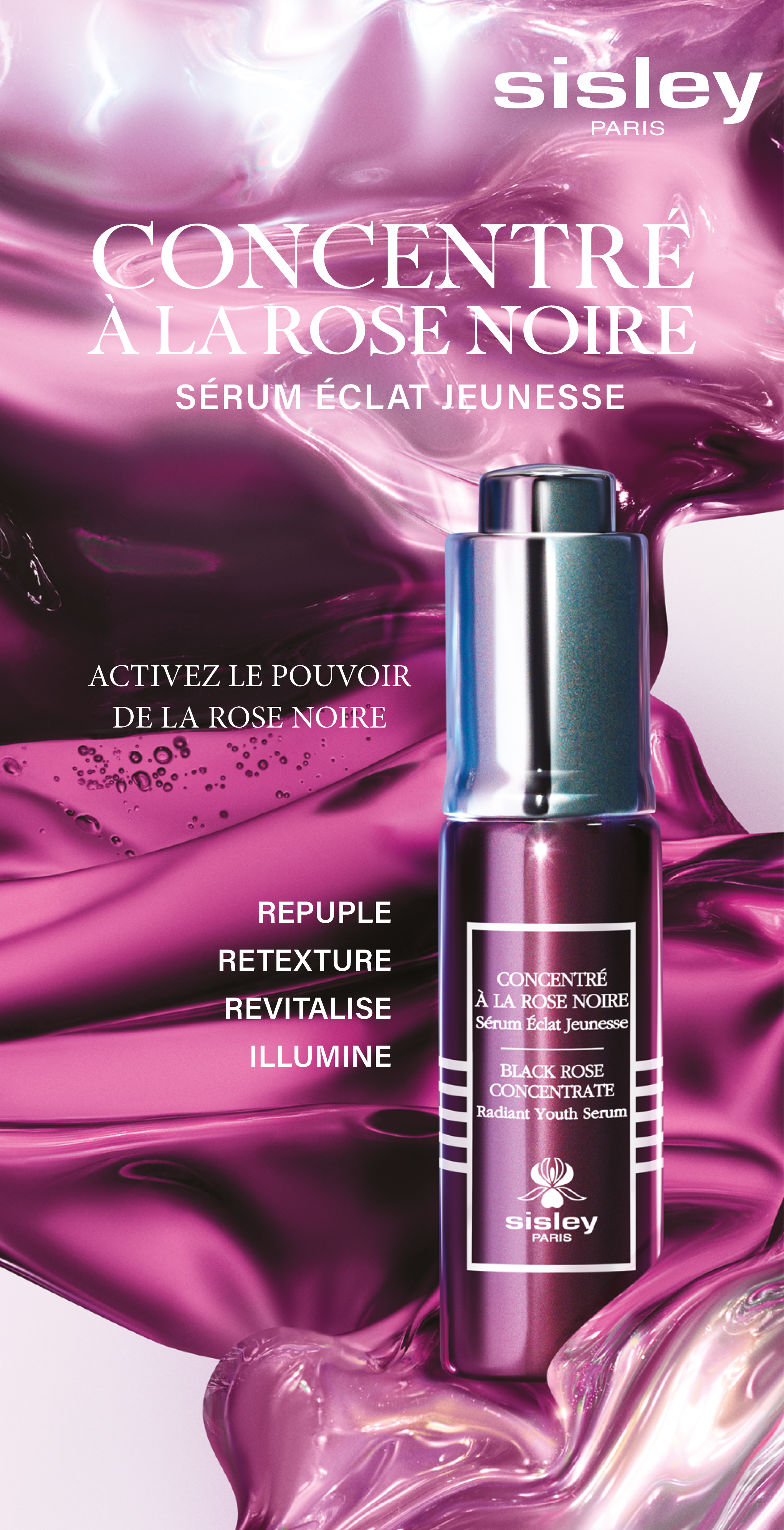 Sérum jeunesse Sisley Concentré à la Rose Noire pour éclat de la peau