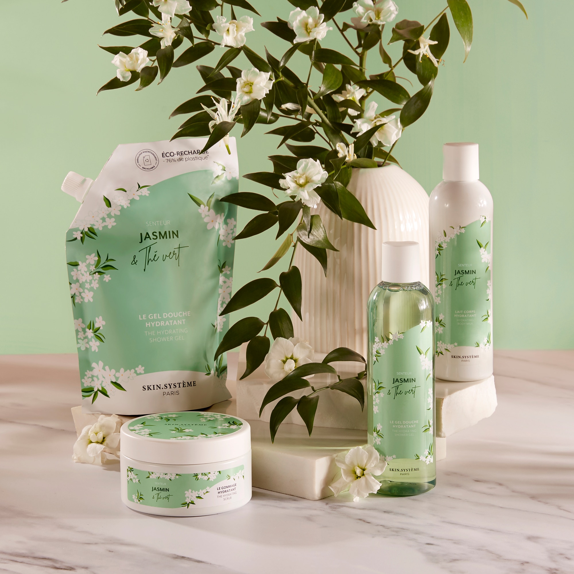 Duschgel für Feuchtigkeitsspendend Jasmin- und Grünteeduft