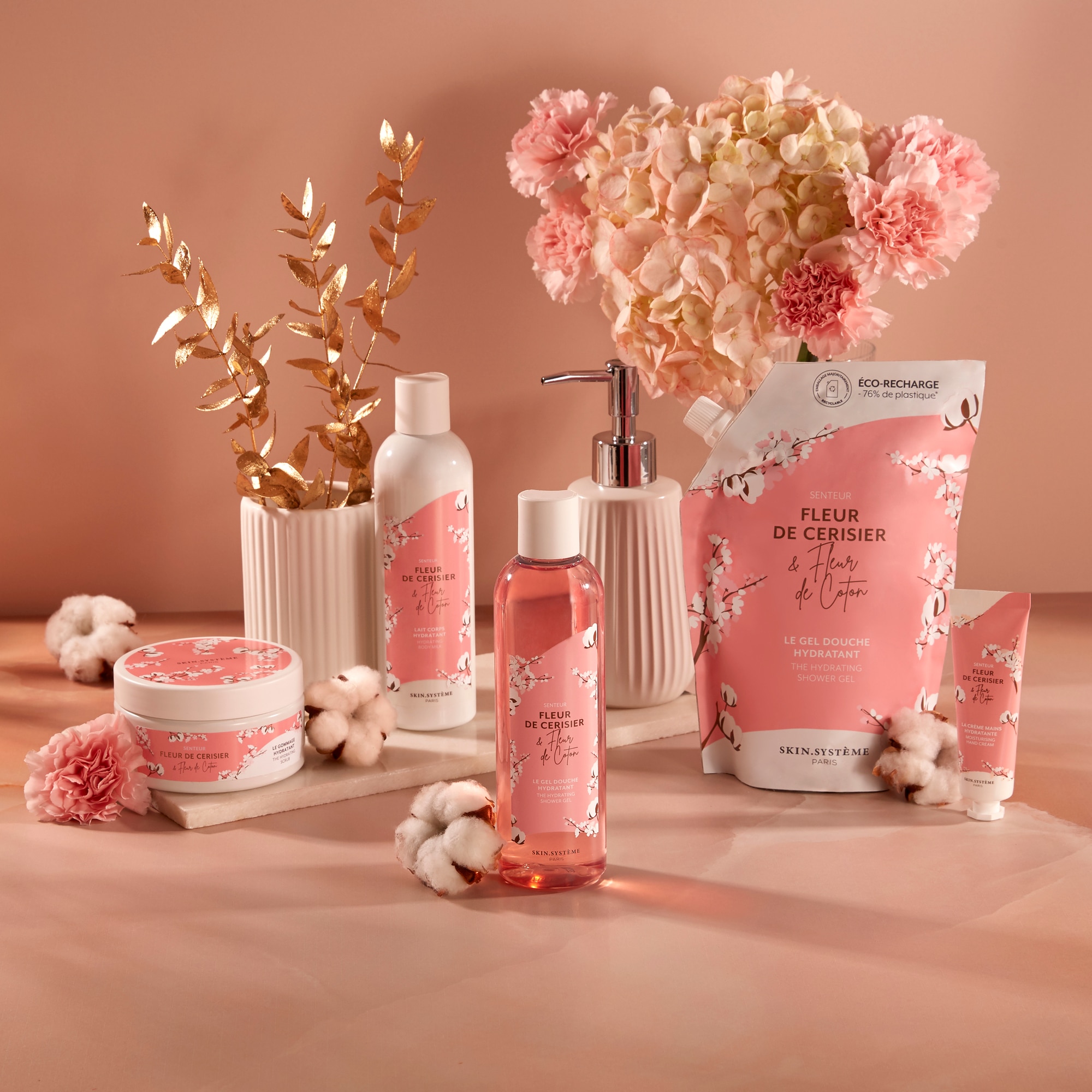 Gel douche hydratant Senteur Fleurs de cerisier & Fleurs de coton