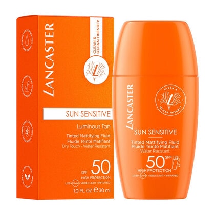 30 ML Lancaster Clean Sun Sensitive Tinted Mattifying Fluid SPF 50  1 of 2 