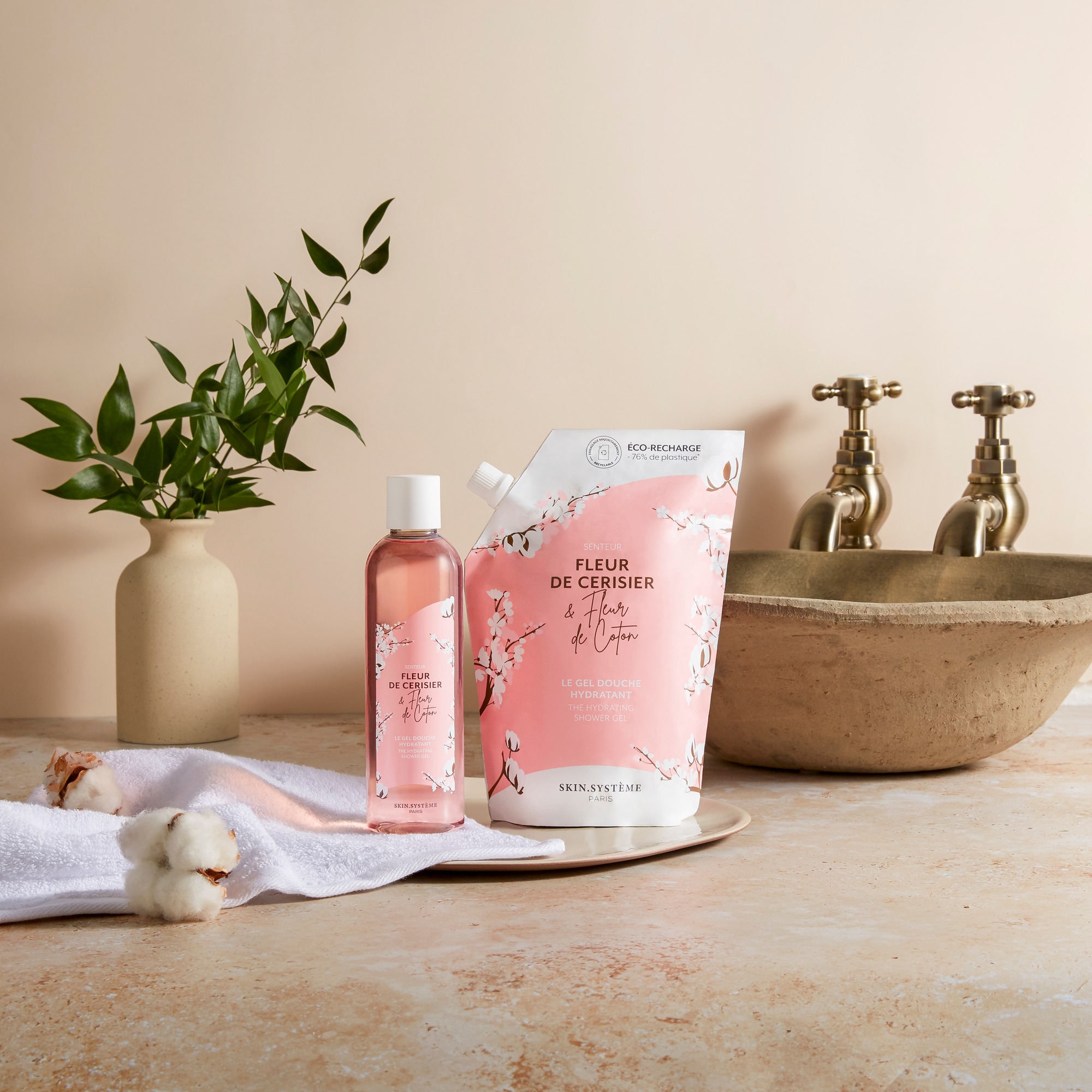 Gel douche hydratant Senteur Fleurs de cerisier & Fleurs de coton